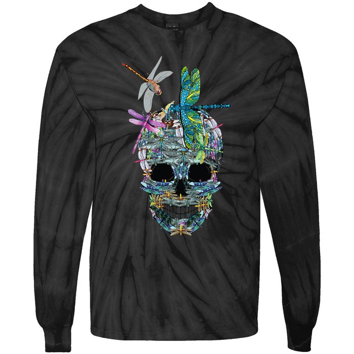 Dragonfly Skull Halloween Costume Fun and Unique Family Outfit Tie-Dye Long Sleeve Shirt