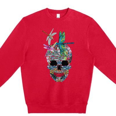 Dragonfly Skull Halloween Costume Fun and Unique Family Outfit Premium Crewneck Sweatshirt