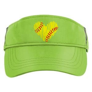 Distressed Softball Heart Adult Drive Performance Visor