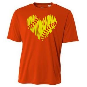 Distressed Softball Heart Cooling Performance Crew T-Shirt