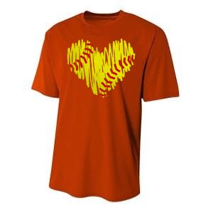 Distressed Softball Heart Performance Sprint T-Shirt