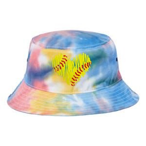 Distressed Softball Heart Tie Dye Newport Bucket Hat