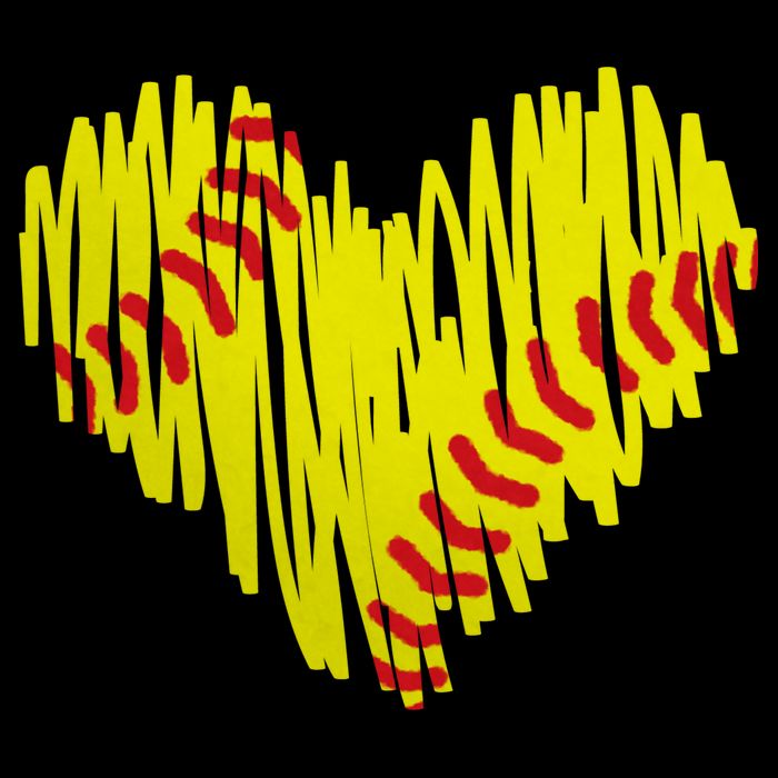 Distressed Softball Heart Cooling Performance Crew T-Shirt