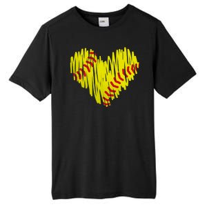 Distressed Softball Heart Tall Fusion ChromaSoft Performance T-Shirt