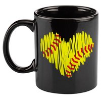 Distressed Softball Heart 11oz C Handle Ceramic Mug