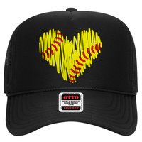 Distressed Softball Heart Trucker Hat