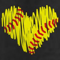 Distressed Softball Heart Trucker Hat
