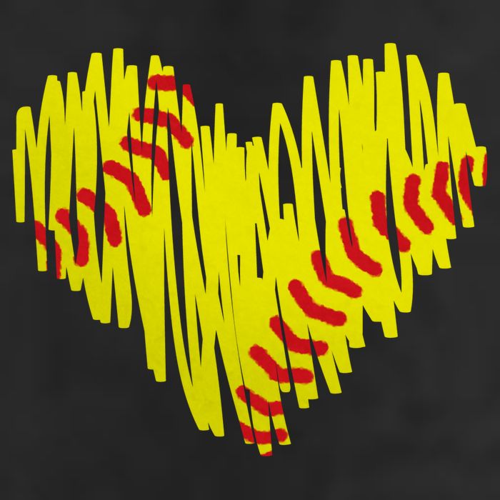 Distressed Softball Heart Trucker Hat