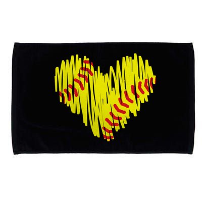 Distressed Softball Heart Microfiber Hand Towel