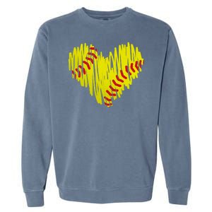 Distressed Softball Heart Garment-Dyed Sweatshirt