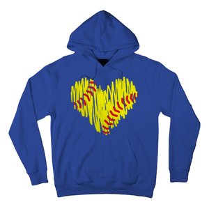 Distressed Softball Heart Hoodie