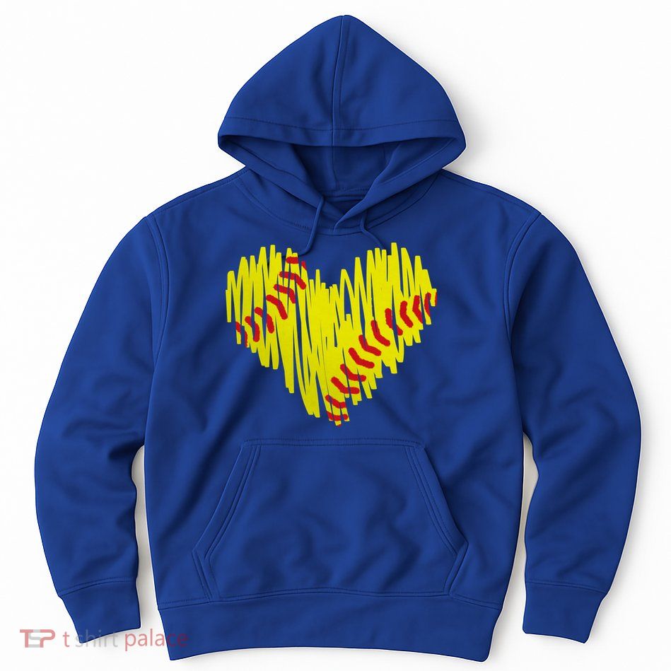 Distressed Softball Heart Hoodie