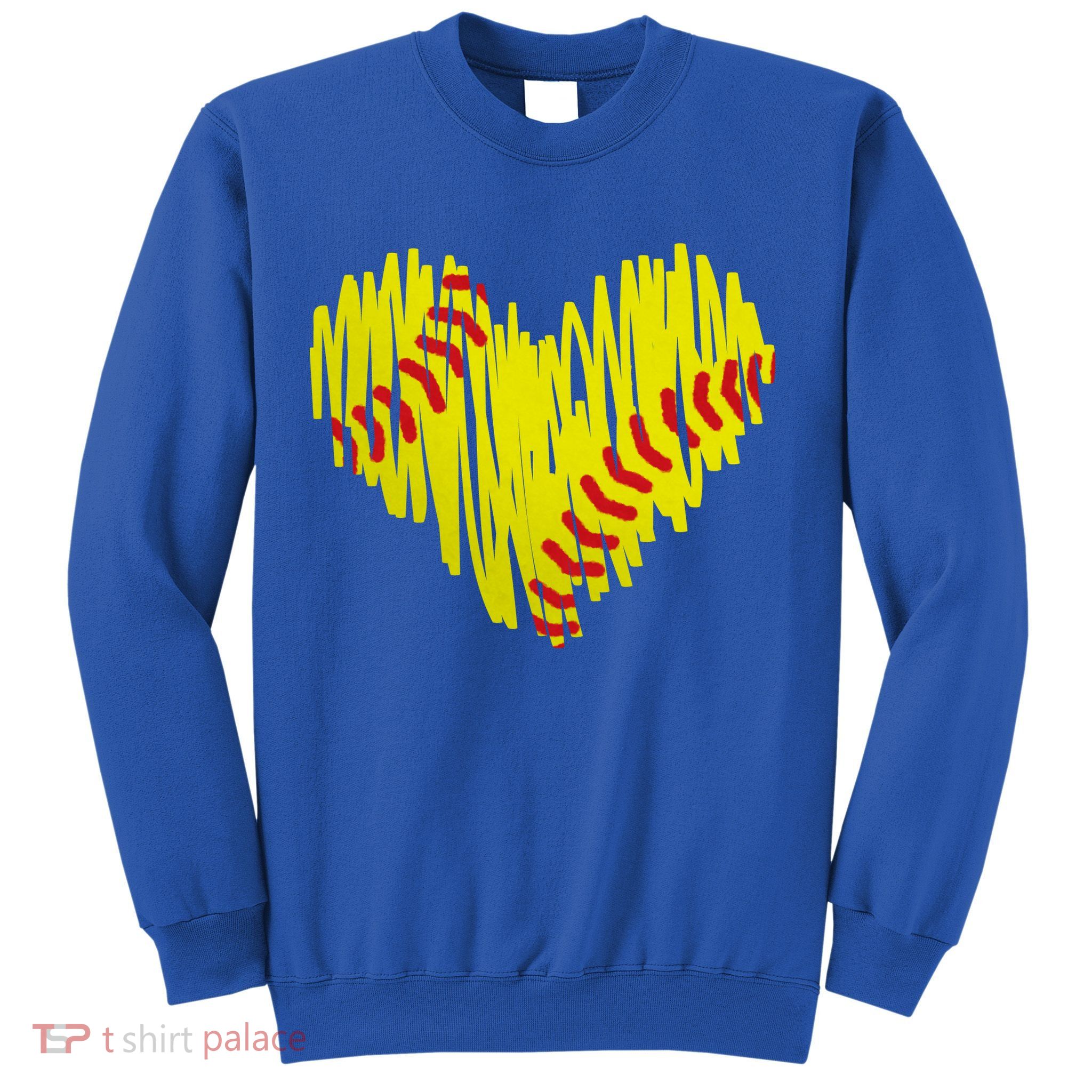 Distressed Softball Heart Sweatshirt