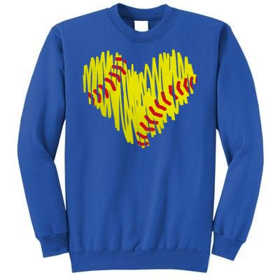 Distressed Softball Heart Sweatshirt