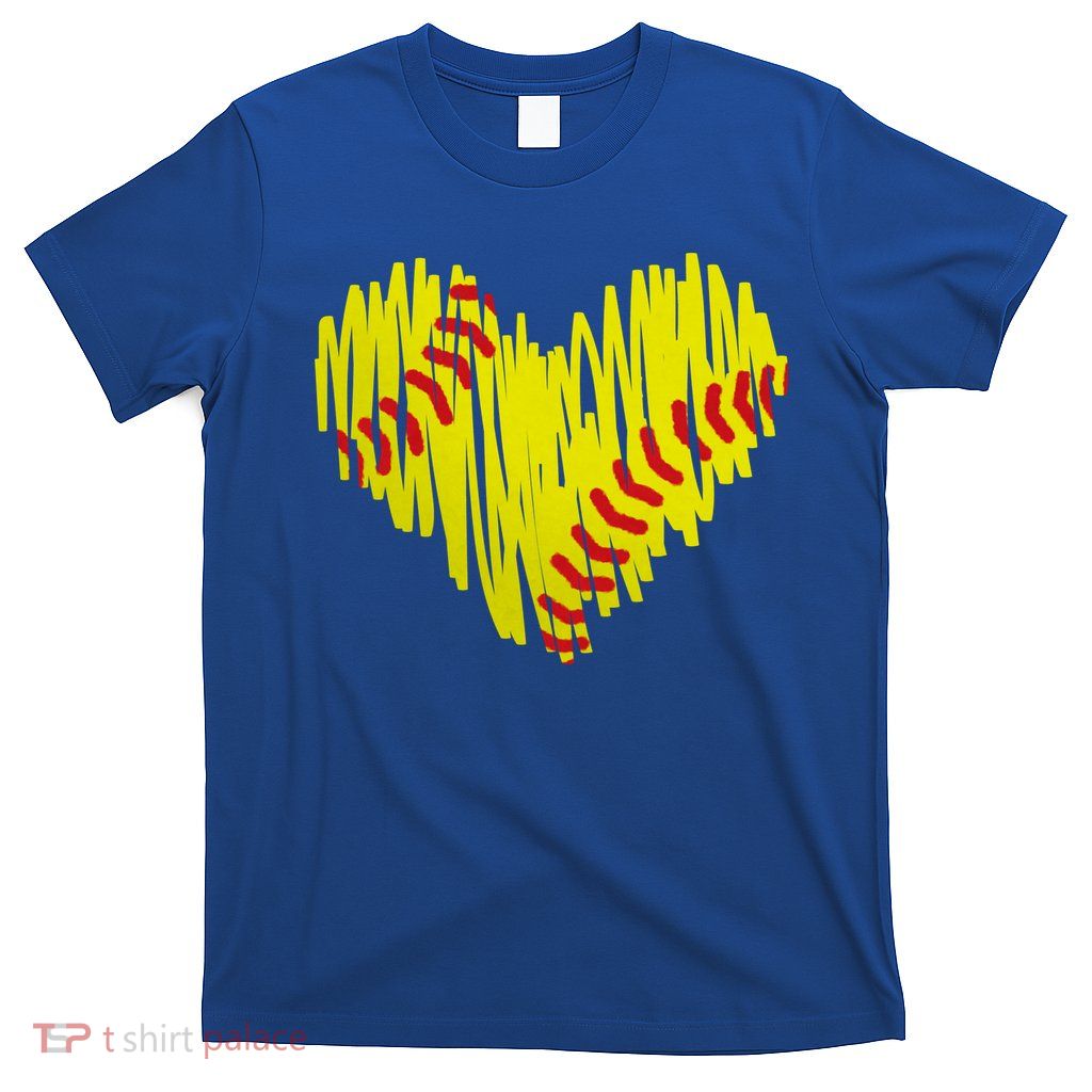 Distressed Softball Heart T-Shirt