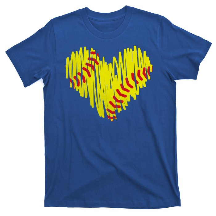 Distressed Softball Heart T-Shirt