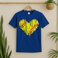 Distressed Softball Heart T-Shirt