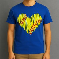 Distressed Softball Heart T-Shirt