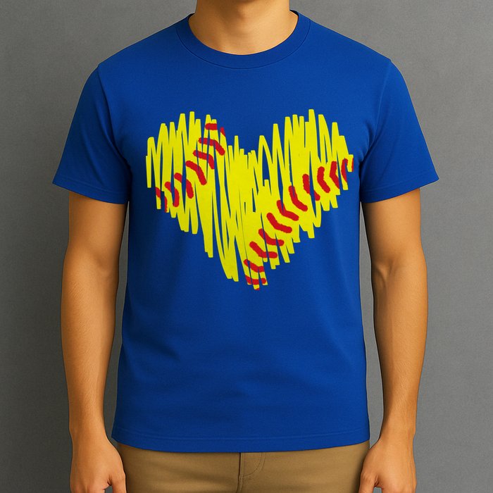 Distressed Softball Heart T-Shirt