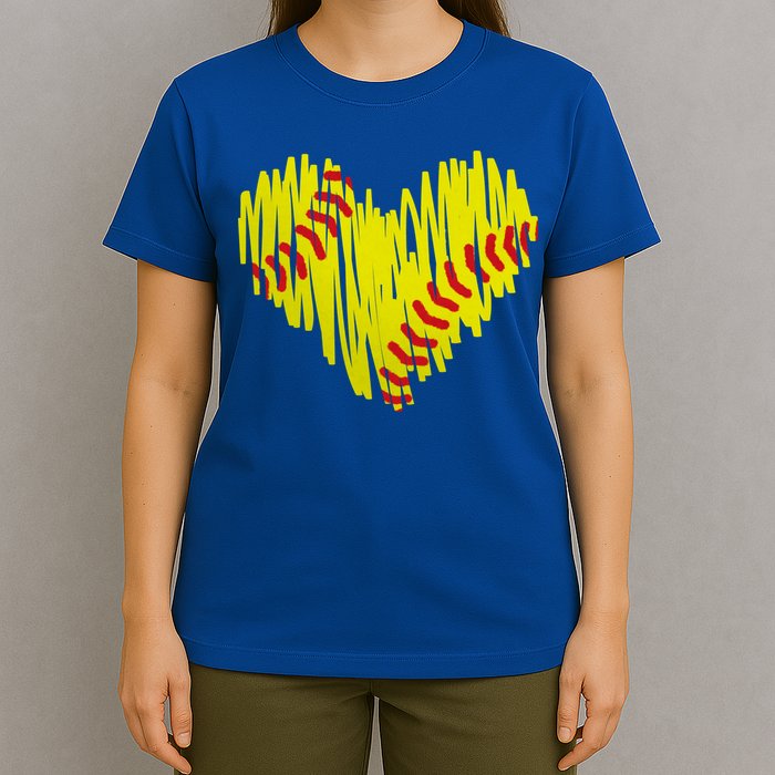 Distressed Softball Heart T-Shirt