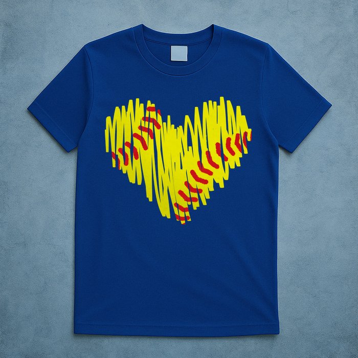 Distressed Softball Heart T-Shirt