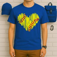 Distressed Softball Heart T-Shirt