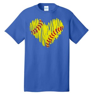 Distressed Softball Heart Tall T-Shirt