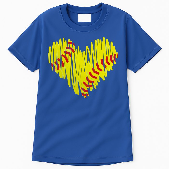 Distressed Softball Heart Tall T-Shirt