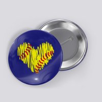 Distressed Softball Heart Button