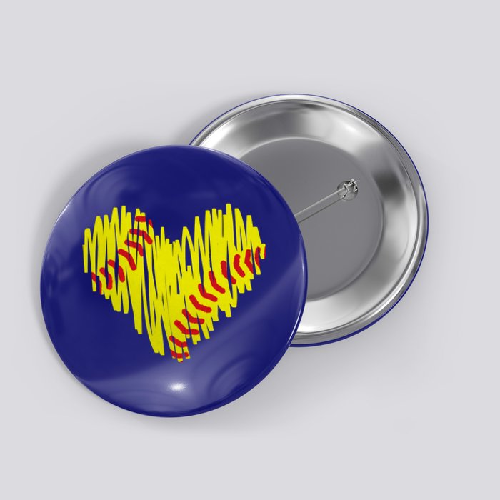 Distressed Softball Heart Button