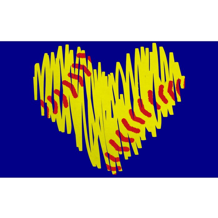 Distressed Softball Heart Bumper Sticker