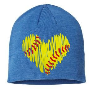 Distressed Softball Heart Sustainable Beanie