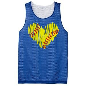 Distressed Softball Heart Mesh Reversible Basketball Jersey Tank