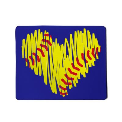 Distressed Softball Heart Mousepad