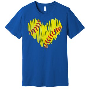 Distressed Softball Heart Premium T-Shirt