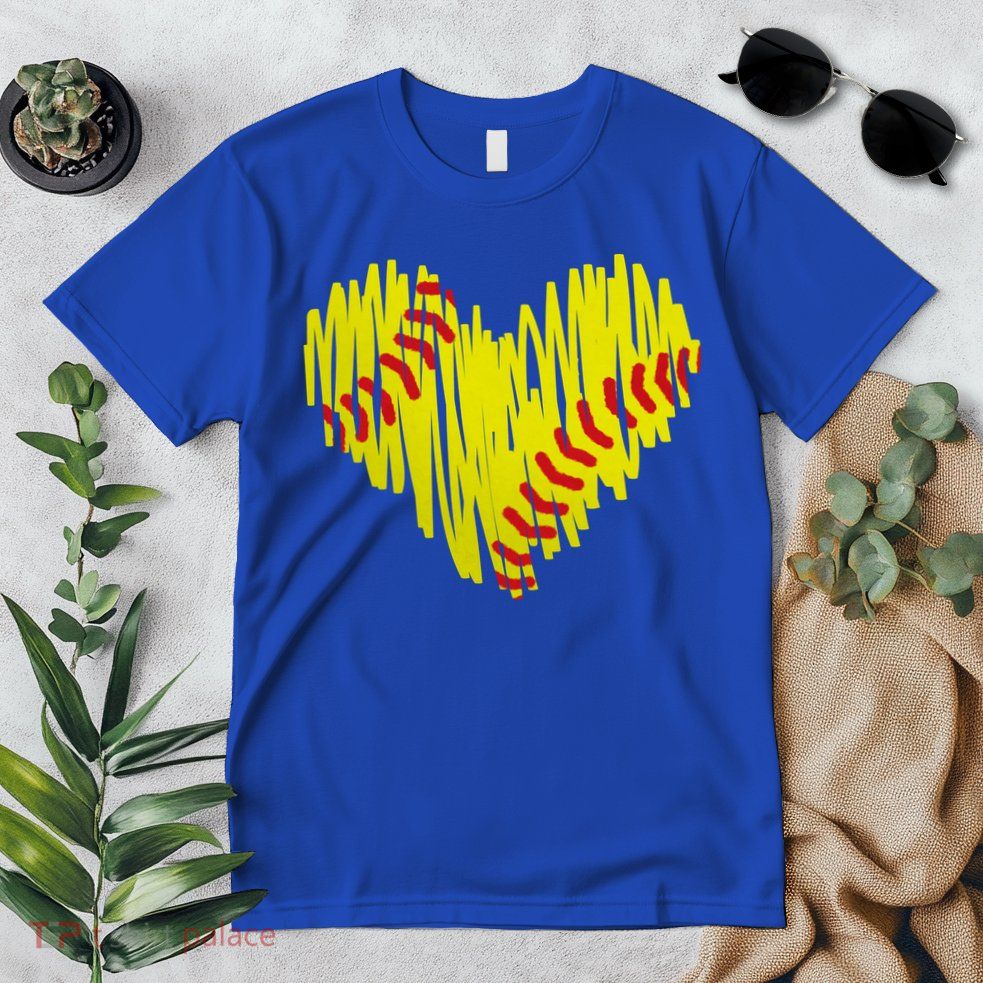 Distressed Softball Heart Premium T-Shirt