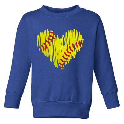 Distressed Softball Heart Toddler Sweatshirt