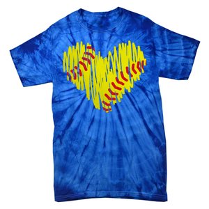 Distressed Softball Heart Tie-Dye T-Shirt