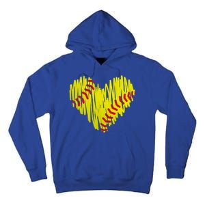 Distressed Softball Heart Tall Hoodie