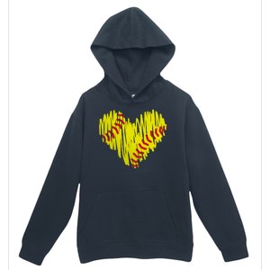 Distressed Softball Heart Urban Pullover Hoodie