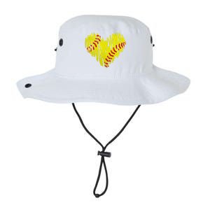 Distressed Softball Heart Legacy Cool Fit Booney Bucket Hat