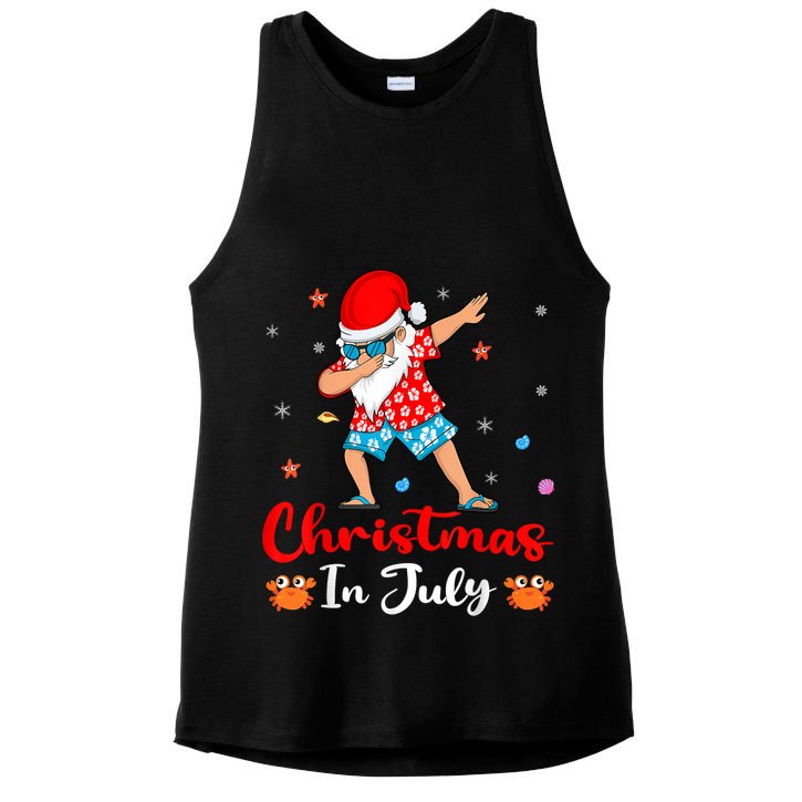 Dabbing Santa Hawaiian Xmas Summer Christmas In July Ladies PosiCharge Tri-Blend Wicking Tank