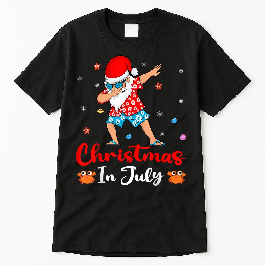 Dabbing Santa Hawaiian Xmas Summer Christmas In July Tall T-Shirt
