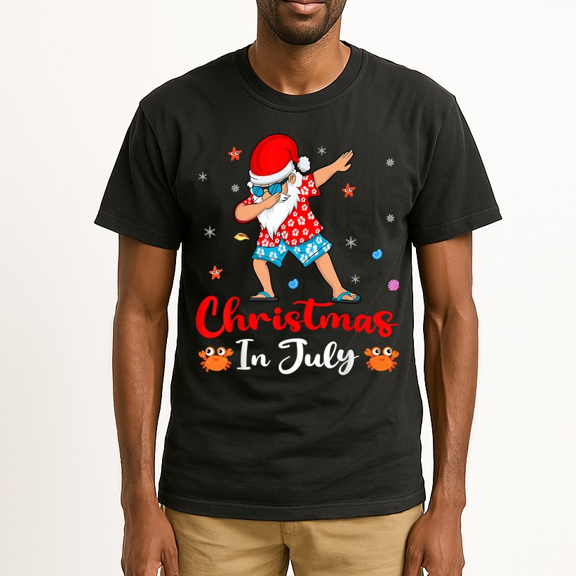 Dabbing Santa Hawaiian Xmas Summer Christmas In July Tall T-Shirt