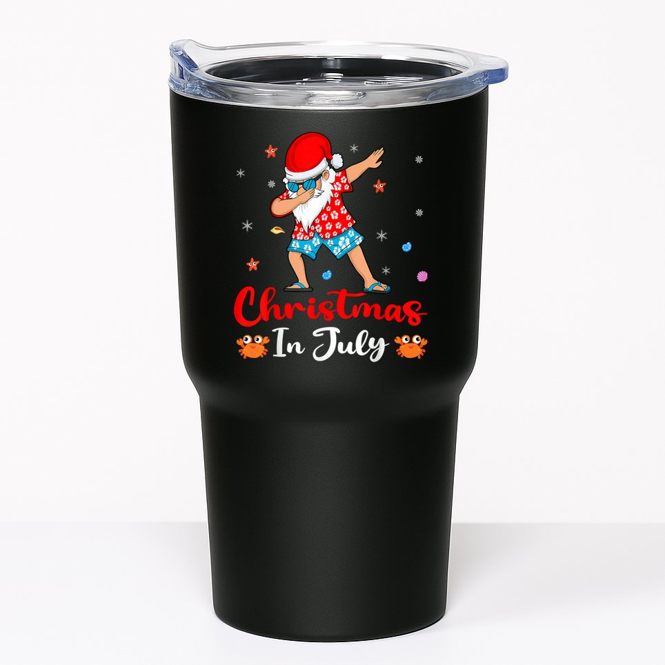 Dabbing Santa Hawaiian Xmas Summer Christmas In July Tumbler