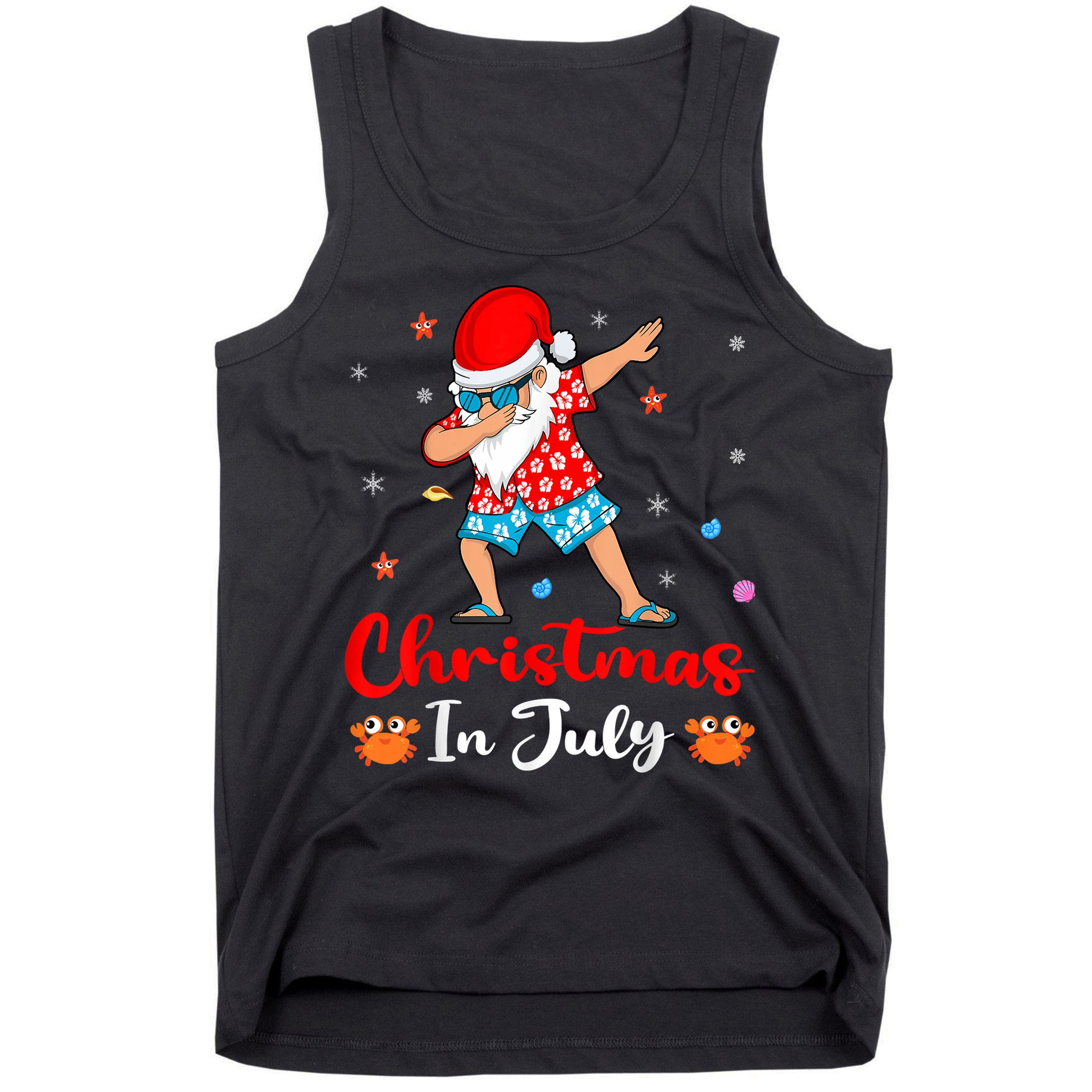 Dabbing Santa Hawaiian Xmas Summer Christmas In July Tank Top