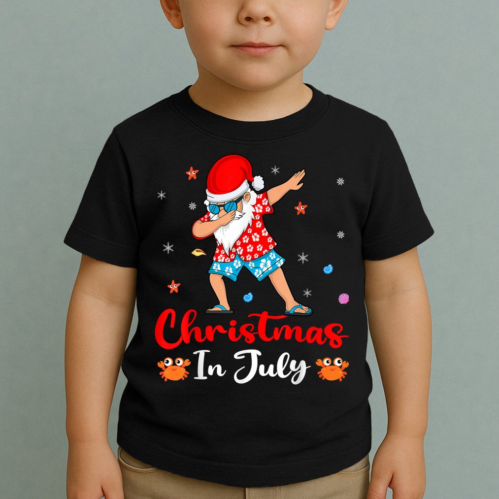 Dabbing Santa Hawaiian Xmas Summer Christmas In July Toddler T-Shirt