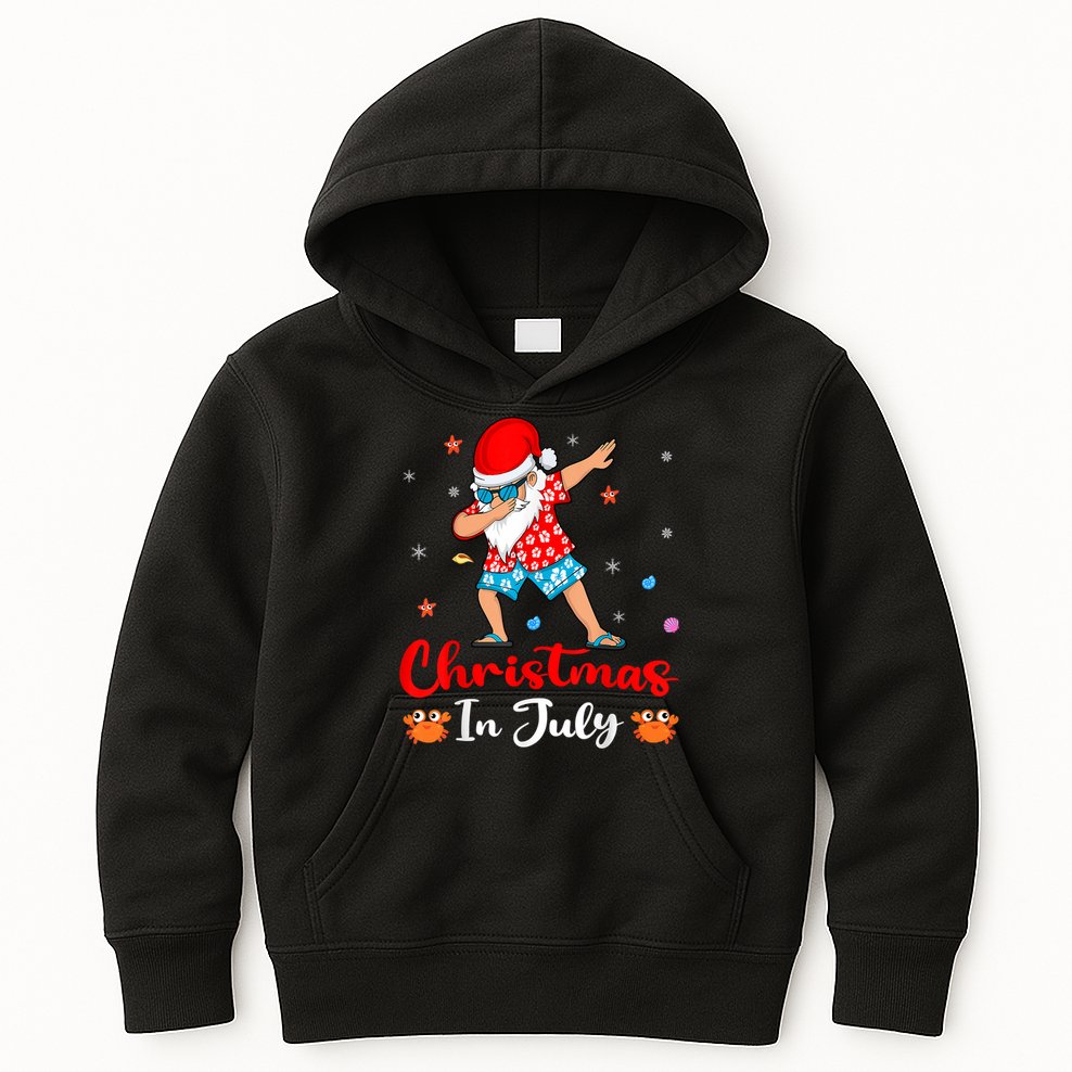 Dabbing Santa Hawaiian Xmas Summer Christmas In July Kids Hoodie