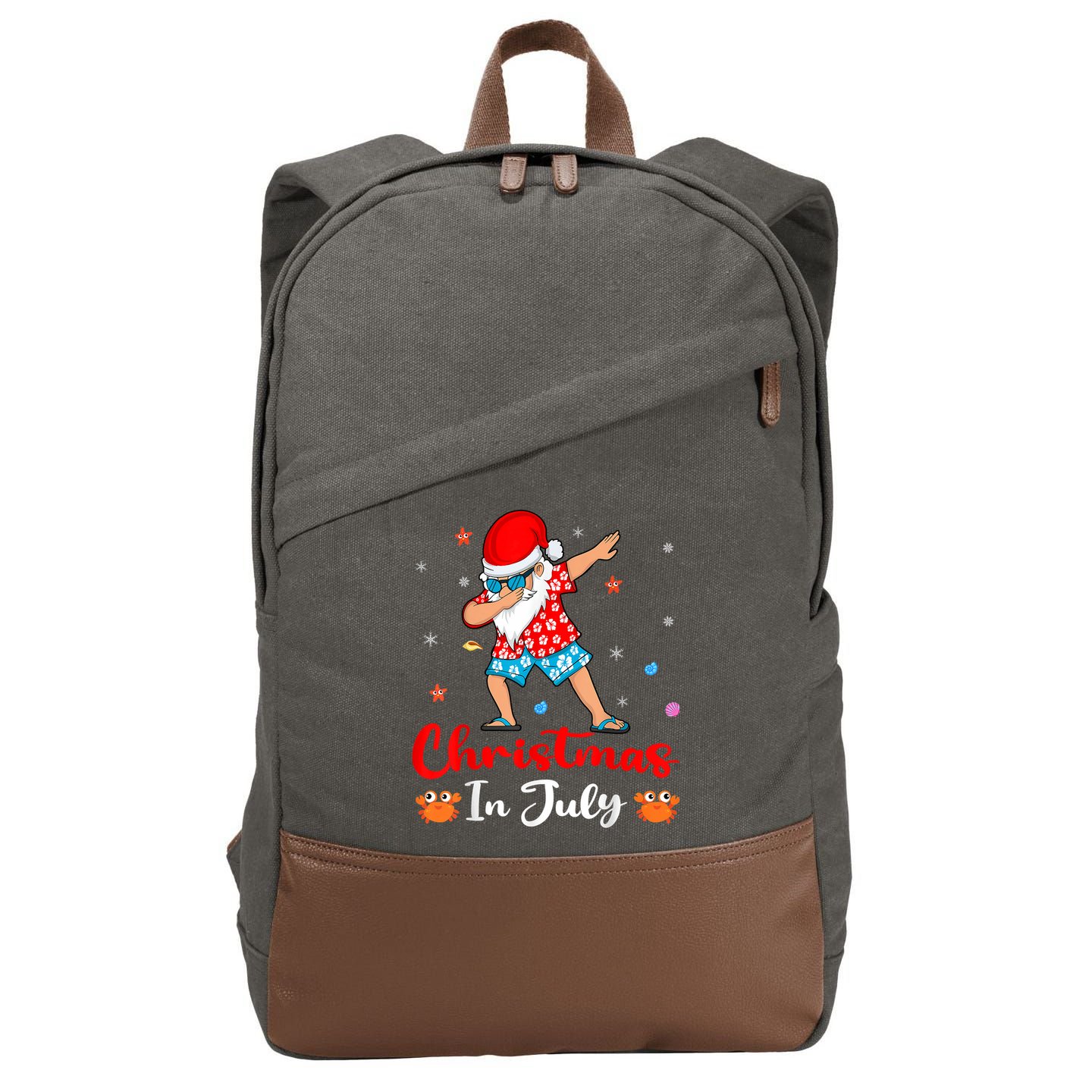 Dabbing Santa Hawaiian Xmas Summer Christmas In July Cotton Canvas Backpack
