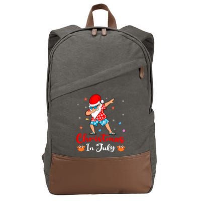 Dabbing Santa Hawaiian Xmas Summer Christmas In July Cotton Canvas Backpack